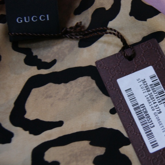 New Gucci Oversize Shawl Animal Print Pink Silk Wrap Scarf - Picture 11 of 16